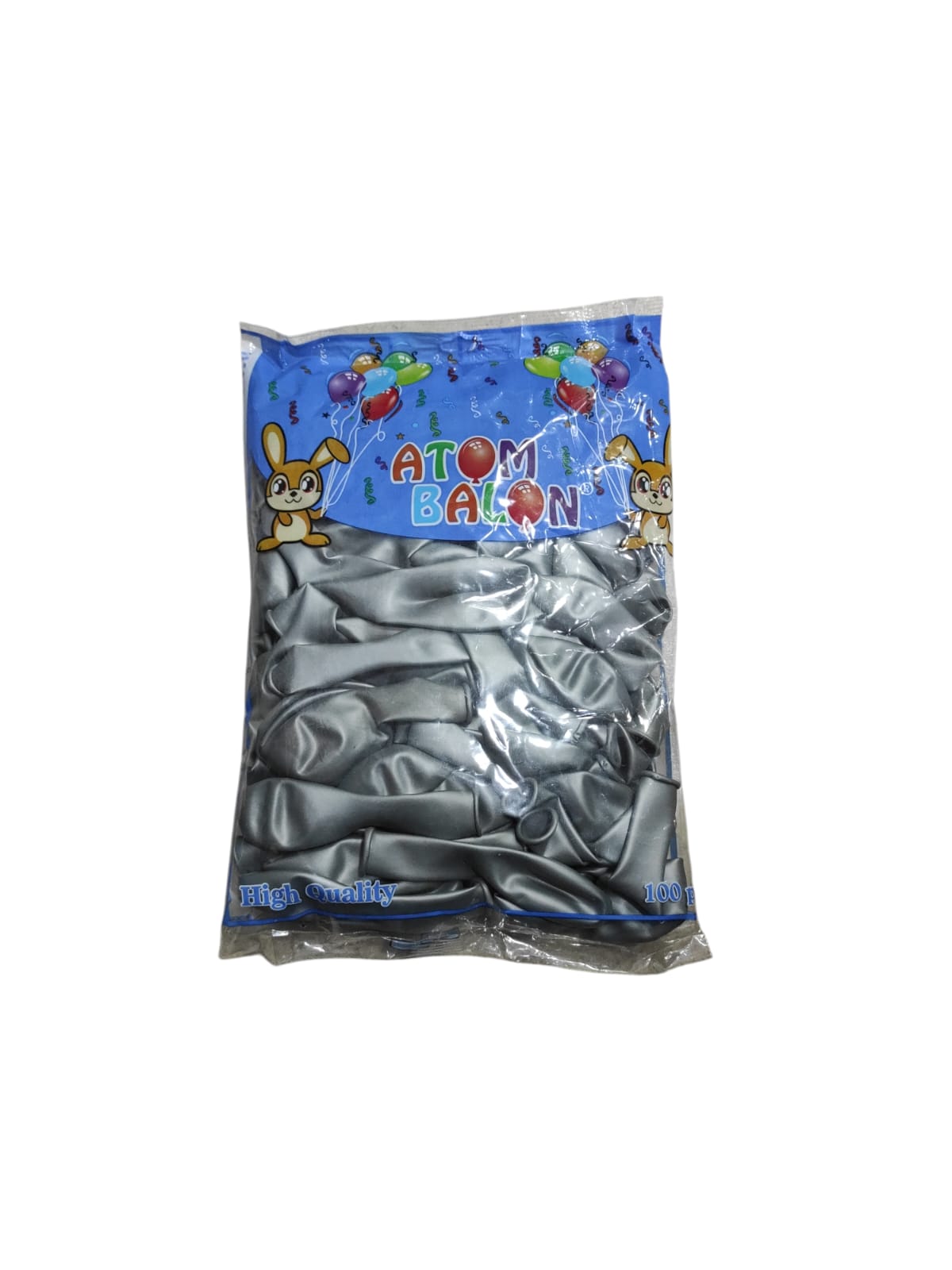 Atom Metalik  Gümüş (Silver) Balon 100 lü 12 İnç 